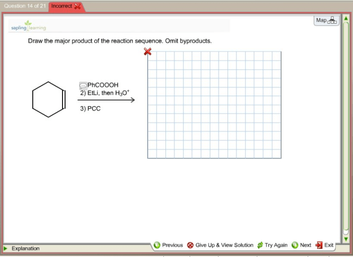 Draw the major product of the reaction sequence omit byproducts